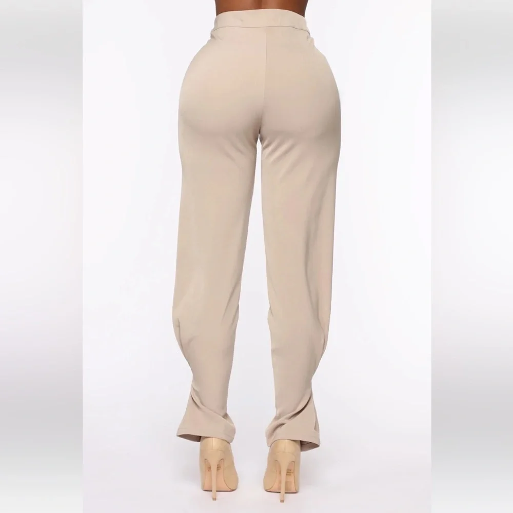 FASHION NOVA Office Pow Wow High Waist Trouser - Khaki Size Small NEW - Picture 14 of 14